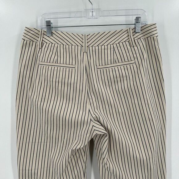 CABI Ivory White Navy Blue Striped Tik Tok Cropped Bootcut Trouser Pants Size 10 - Picture 6 of 8